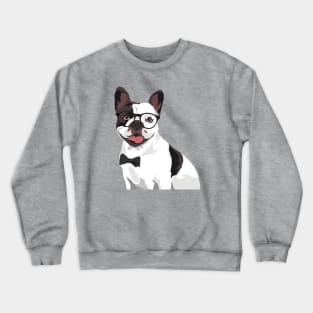 Hipster White and Brown French Bulldog T-Shirt for Dog Lovers Crewneck Sweatshirt